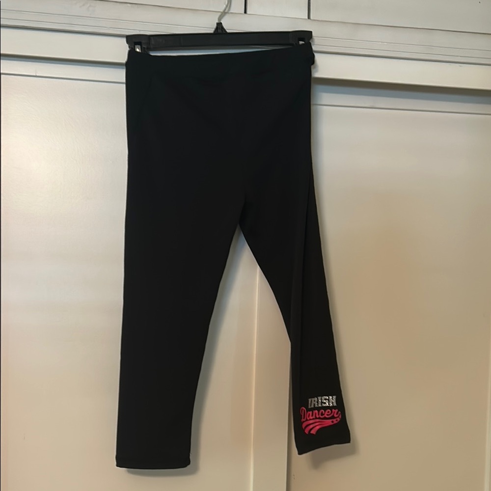 Black Irish Dance Practice Set (Racerback Top and Leggings) with cute Pink Logo